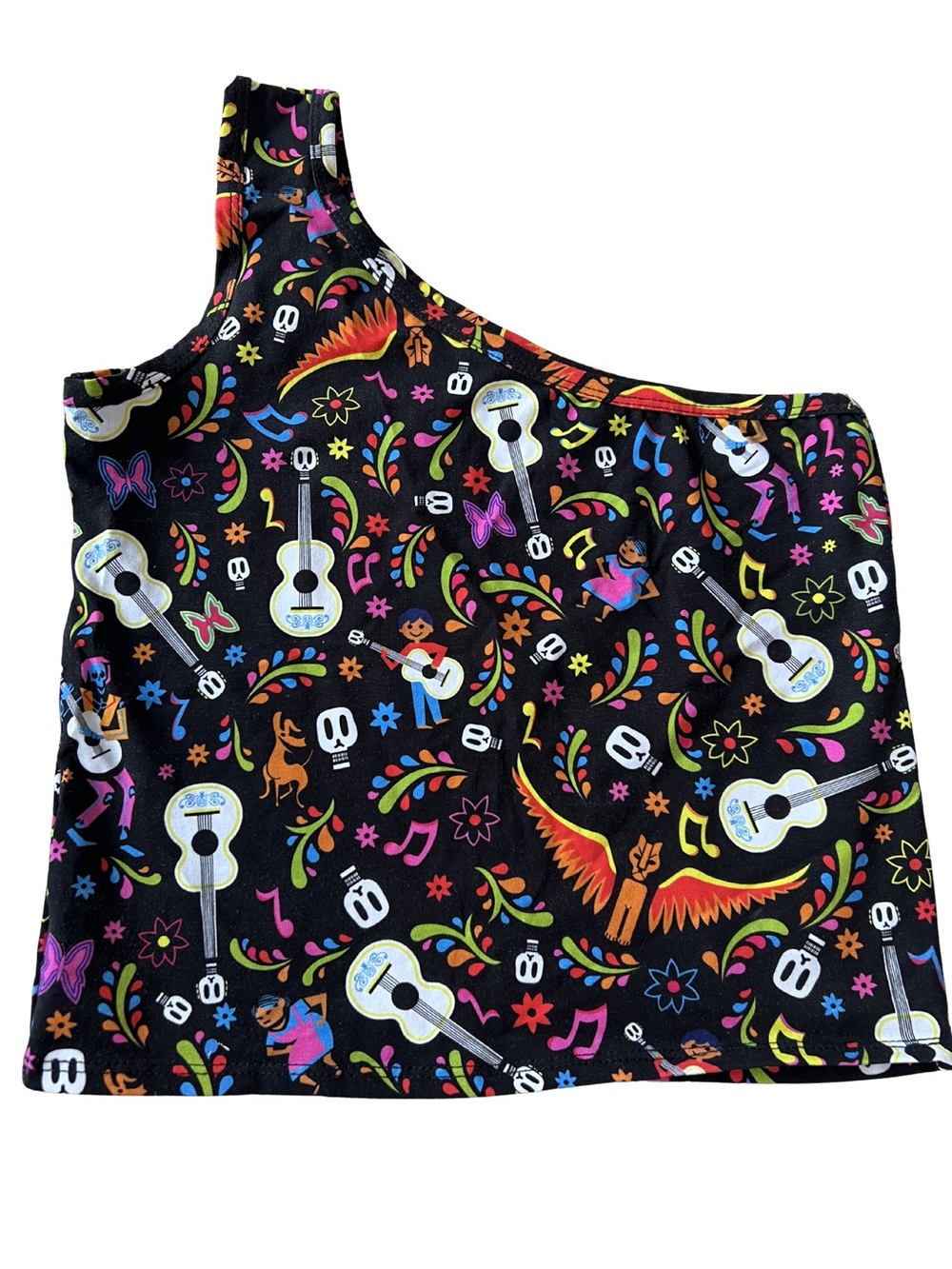 Disney Coco Print Women’s One-Shoulder Top - Wild Rich Kids NWOT